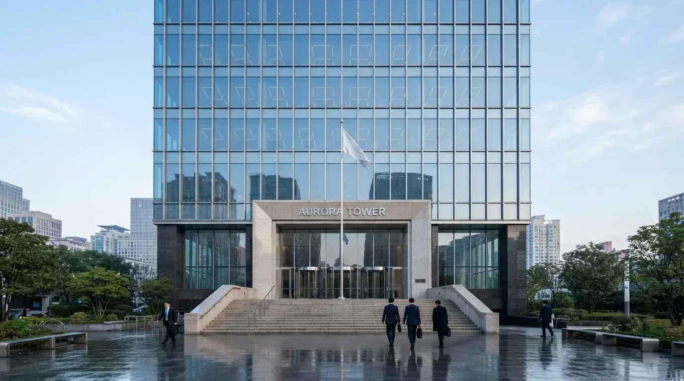 Fotografía de un edificio de oficinas corporativas con fachada de cristal, simbolizando la regulación y la supervisión del sector del juego.